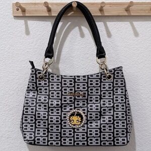 Vintage Y2K Betty Boop Embezzled Rhinestones Grunge Punk Black Leather Purse